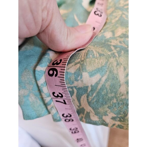 Peruvian Connection White Lotus Dress Large Midi Aqua Fit And Flare Floral Boho - Picture 9 of 10